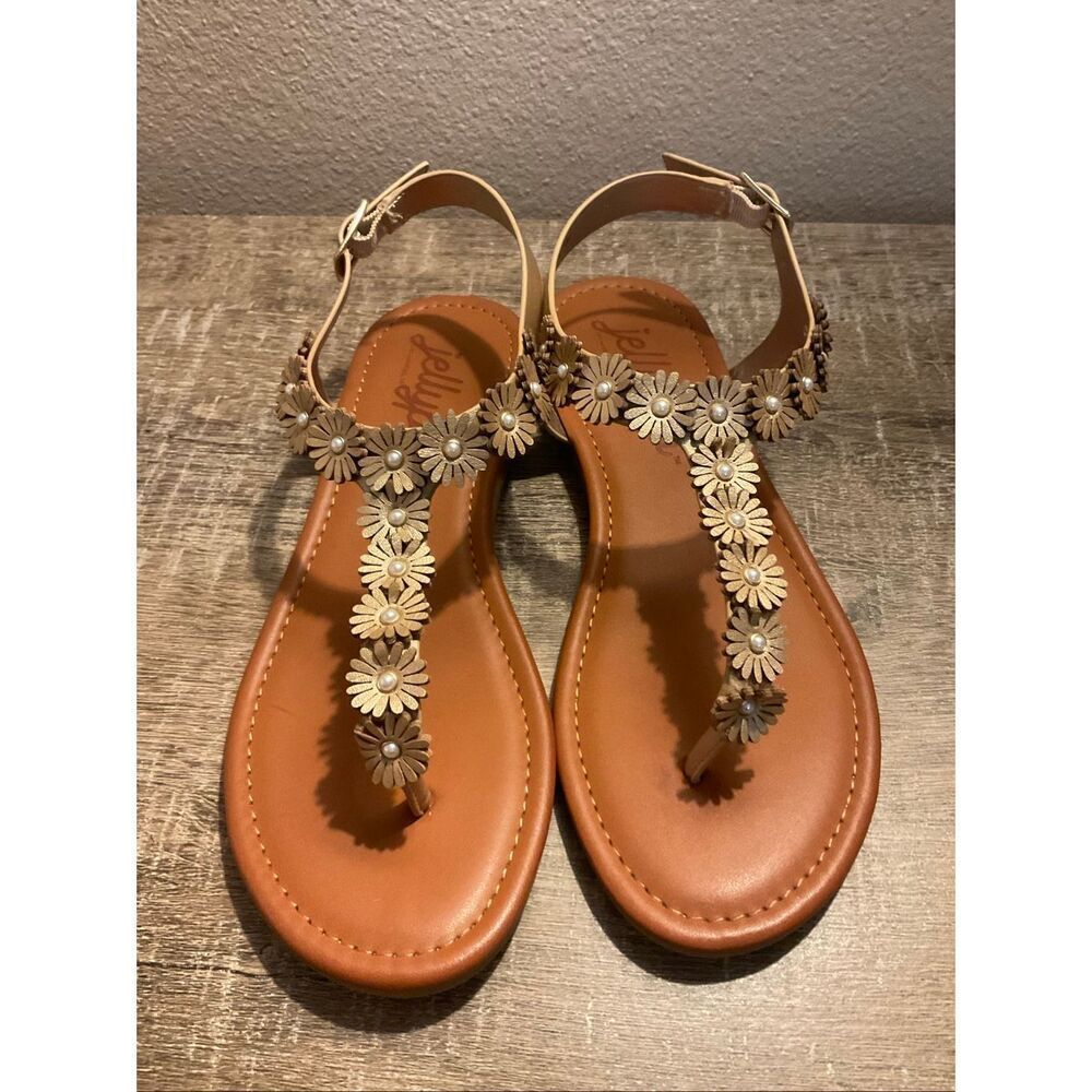 JELLYPOP Womens 6.5 Willomena Lt Gold Smooth Sandals